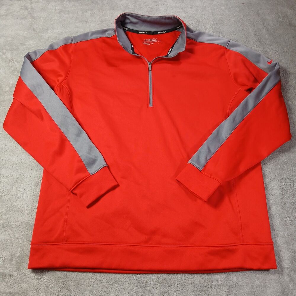 Nike Golf Mens L Large Red Pullover Therma-FIT Thermal Tour Performance Gorpcore